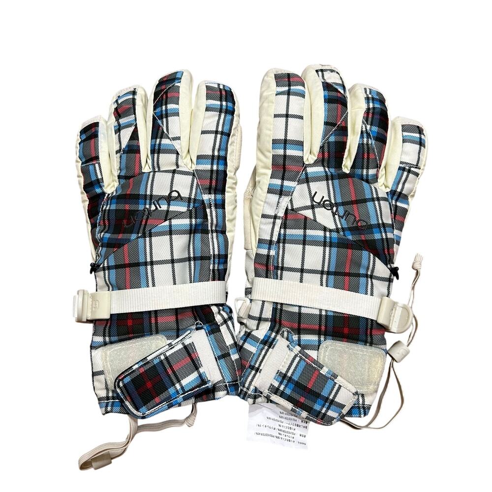 Burton Womens Sz Small Black Plaid Goretex Ski Snowboard Winter Under Gloves